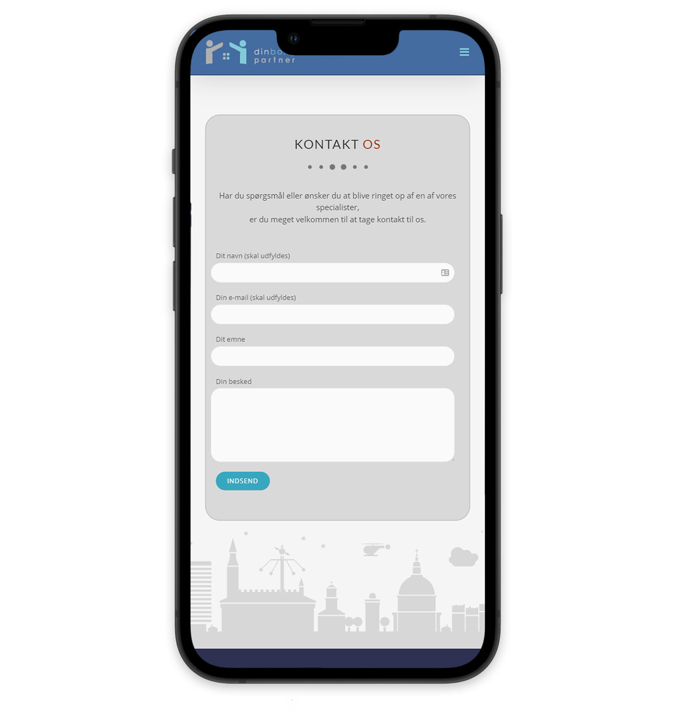 Mobil version af Kontakt os-side til Din boligpartner